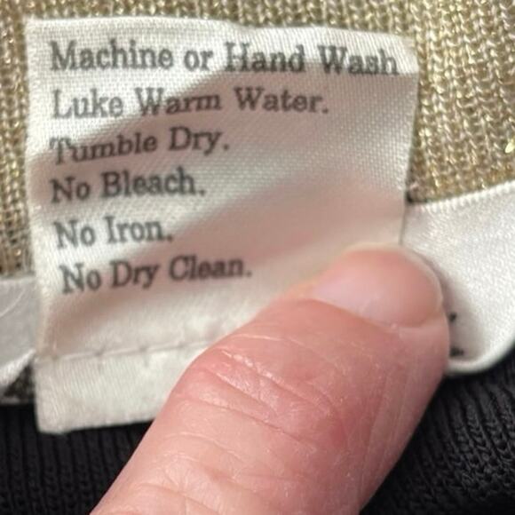 Exclusively Misook Size M Open Front Cardigan Sweater Black Gold - Picture 5 of 5